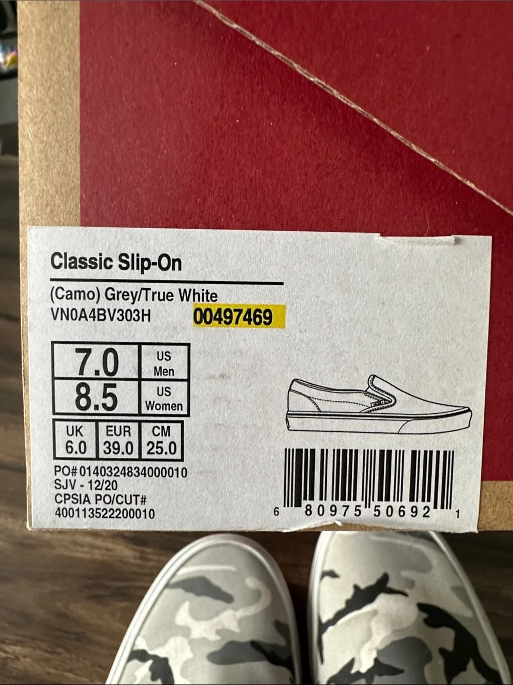 Vans Kids Slip-On Sneakers in Gray Camo